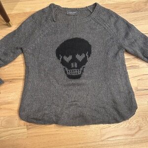 Wooden Ships Charcoal Sweater with Black Skull